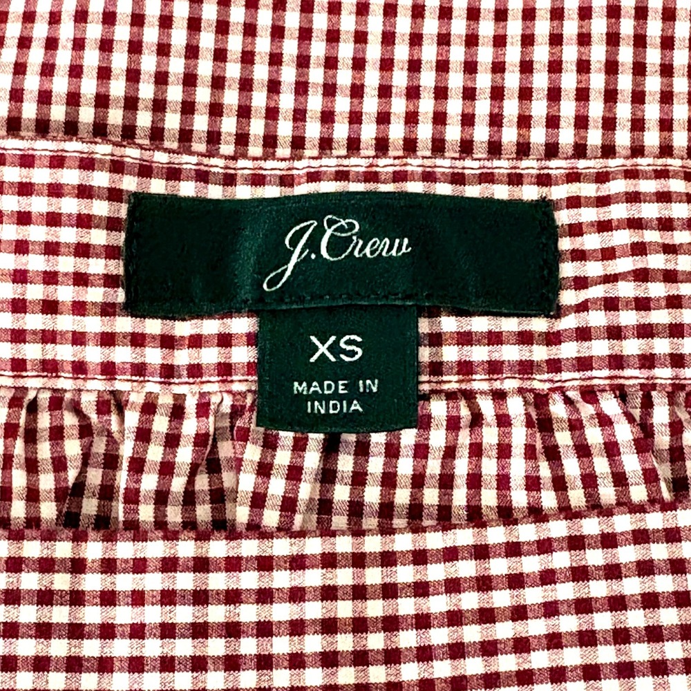 Women's J. Crew Penny Top- Red Gingham- Square Neck- 100% Cotton Blouse, Size XS - Picture 3 of 6